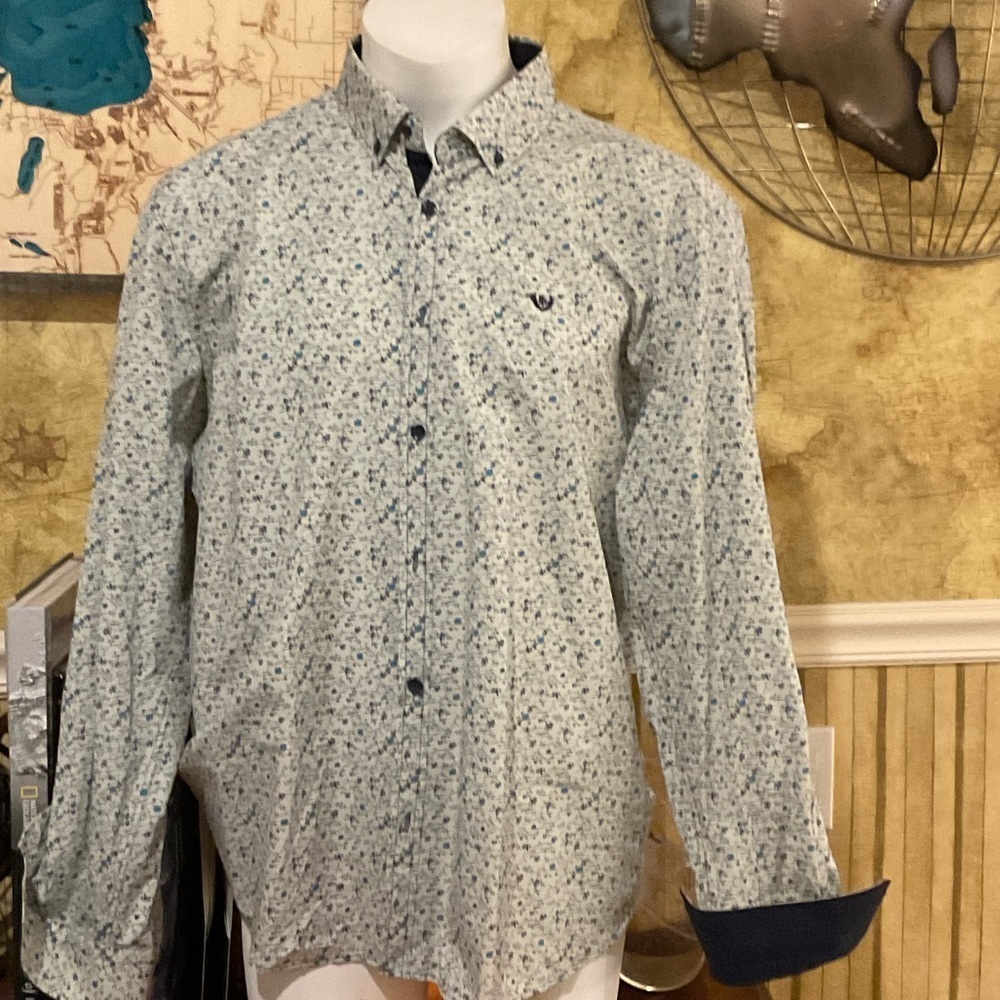 Paul Parker Men's Blue Patterned Shirt navy cuff. 3XL. Nearly new.